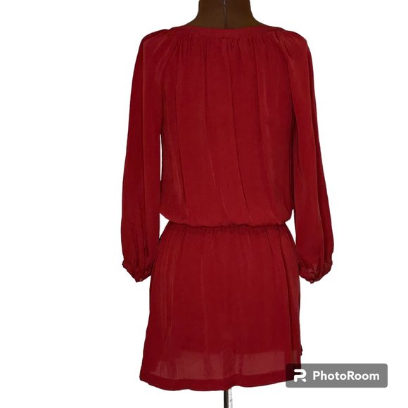 Joie Red Silk Mock Wrap Dress - Picture 3 of 6